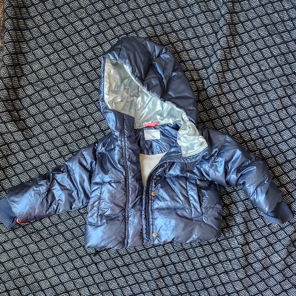 Crewcuts Shiny Navy Hooded Puffer Jacket